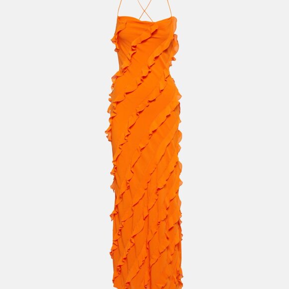 STAUD Dresses & Skirts - Staud Elvire Ruffle-trimmed Open Back Crepe Maxi Dress
